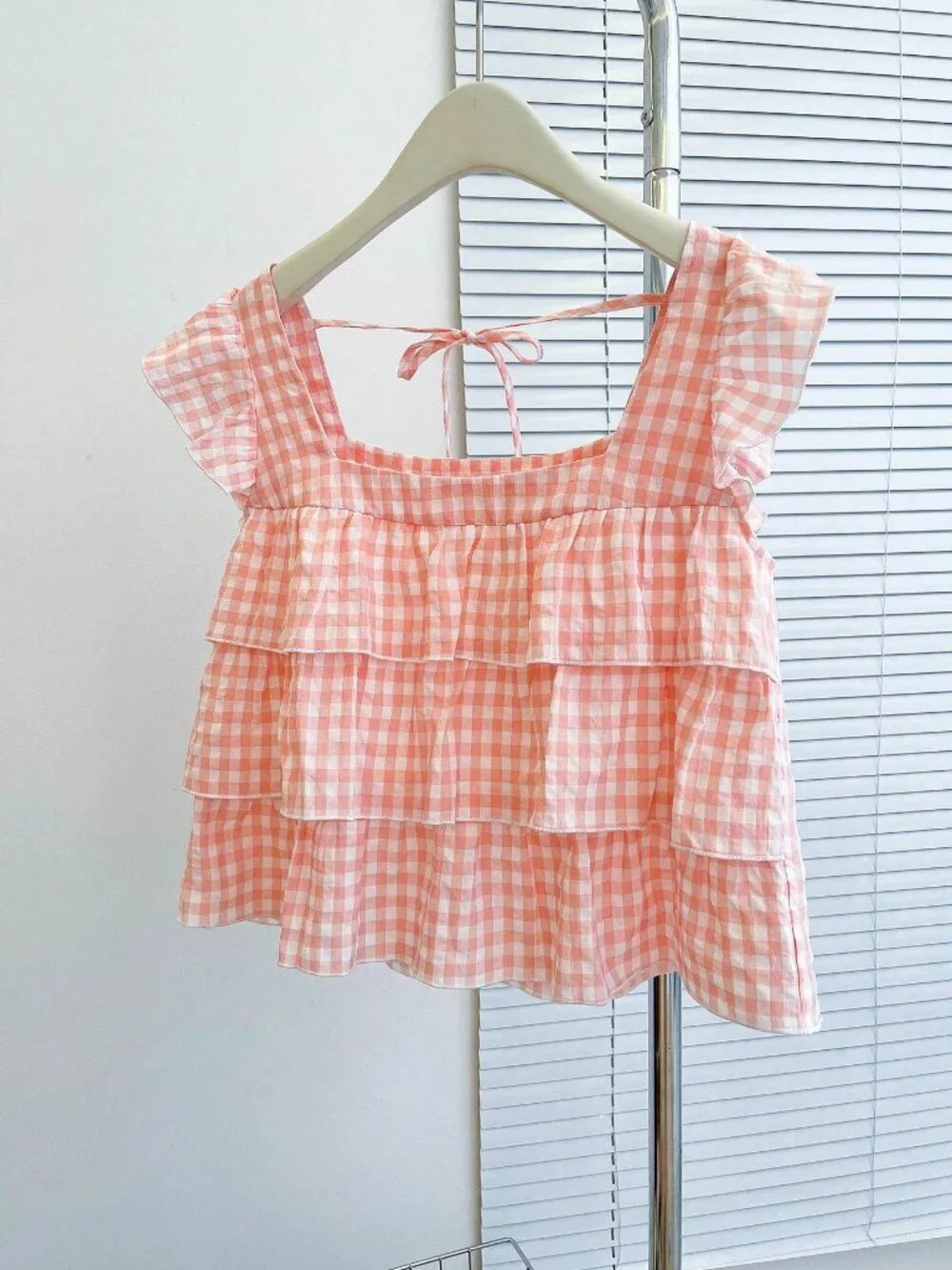 light Pink Casual Women's Cute Ruffle Hem Blouse